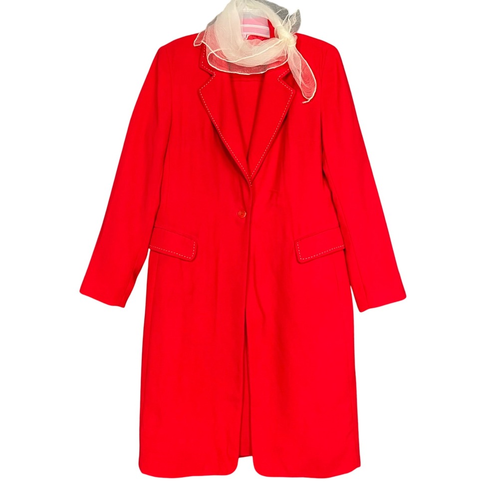 Vintage Bob Mackie Studio Red‎ Dress & Coat Set Scarf Size 10 Sleeveless Classic